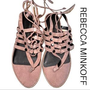 Rebecca Minkoff Women's Nubuck Suede Gladiator sandals 7.5 light Rouge/blush